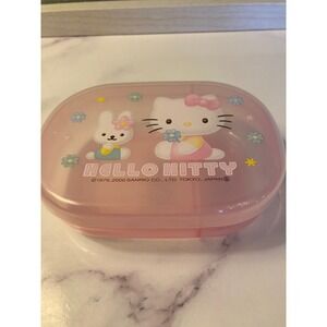 Vintage 2000 Sanrio Hello Kitty Pink Translucent Bento Snack Box Container Y2K